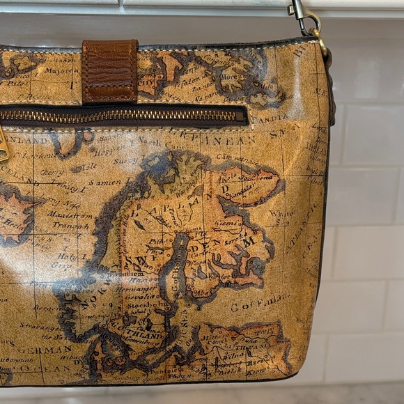 Patricia Nash Bag Purse Handbag Leather Vintage Irving Europe Map Shoulder Bag - Picture 7 of 17